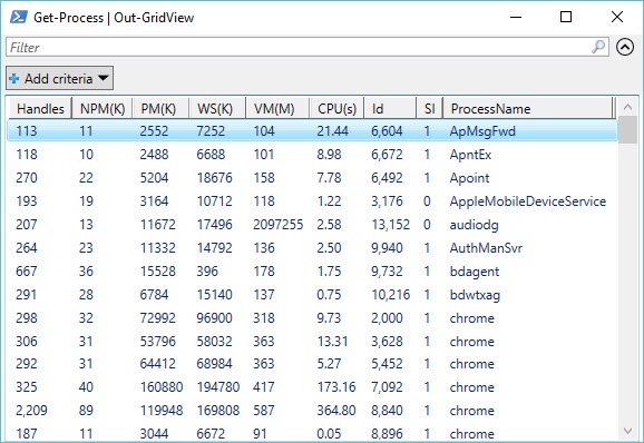 Send PowerShell Output to an Interactive Table